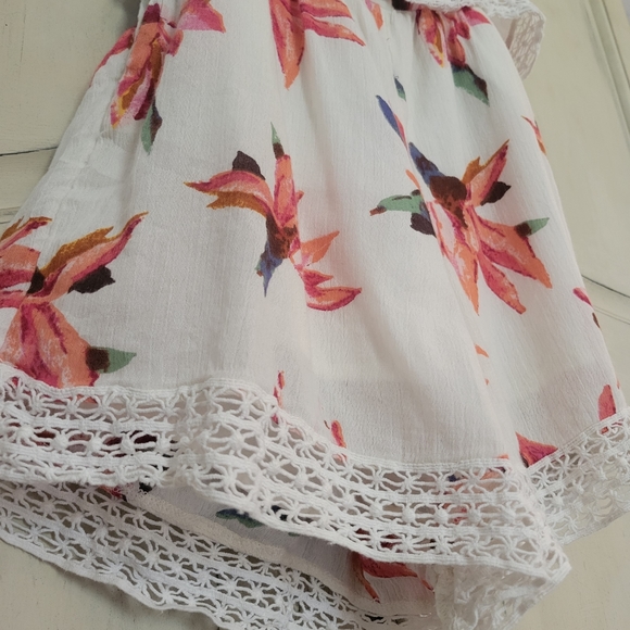 Abercrombie & Fitch Floral Crochet Lace Spaghetti Strap Mini Bib Romper *sz S* - Picture 6 of 16